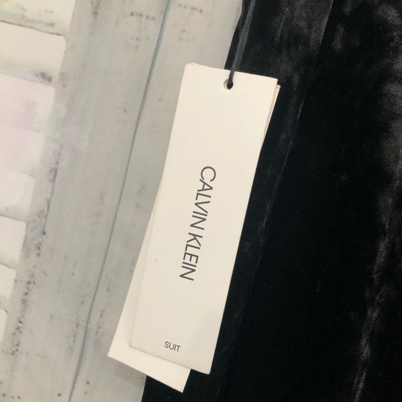 Calvin Klein Size 14 Black Crushed Velvet Wide Leg Trouser Pants Drawstring - Picture 11 of 11